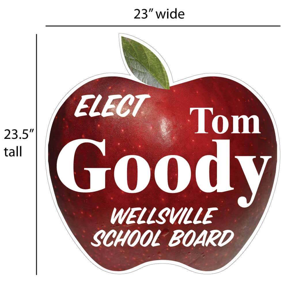 23.5"x 23" Apple Shaped - 2 Sided Yard Signs