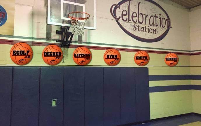 Custom 22'' Basketball Player Name, Number and Mascot Fence and Yard Signs