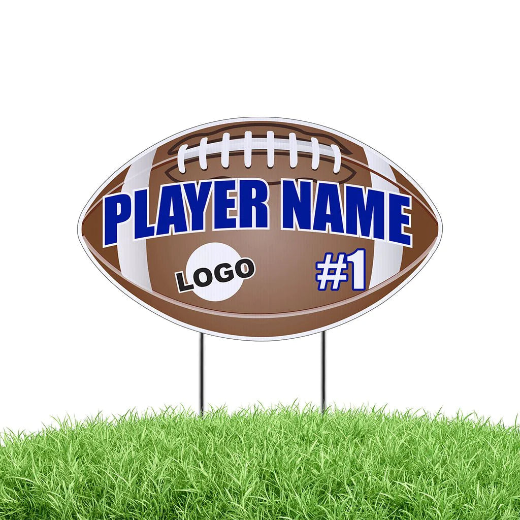 Football Shaped Team and Player Fence and Yard Signs