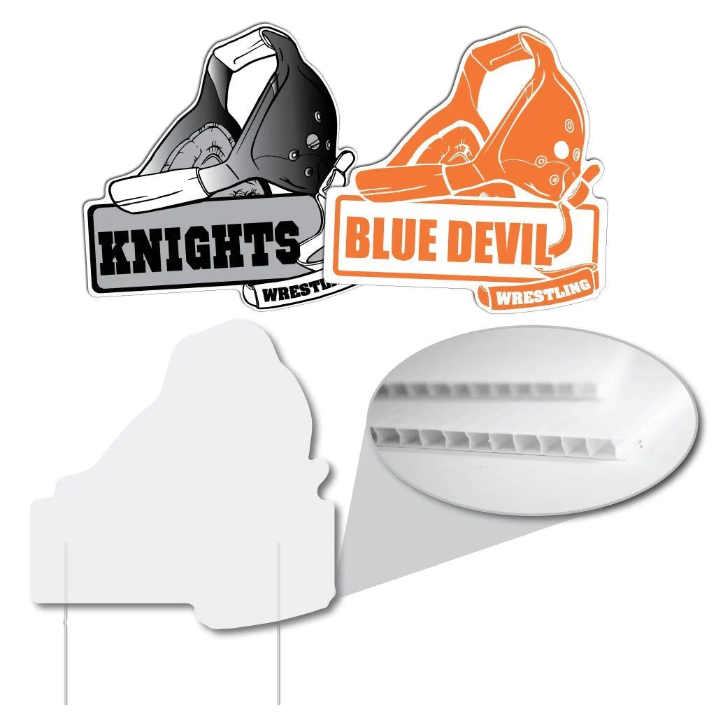 22x22" Wrestling Headgear Shaped Yard Sign